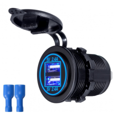 Разъем USB в авто врезной круглый 12v-24V 4,8А GH-N1 